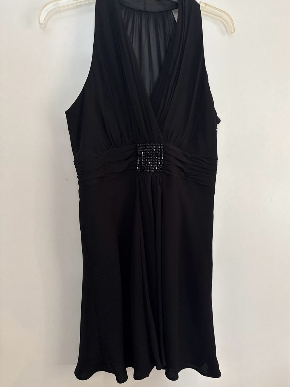 Jones Wear Chic Black evening cocktail dress a-line empire embellished waist 8